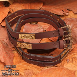 Ceinture double celtique en cuir marron