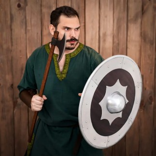Bouclier décoratif en bois de guerrier
