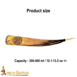 Corne à boire viking 300-400 ml, fabriquée artisanalement en véritable corne de bœuf