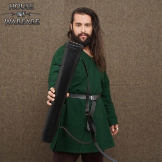 Carquois dorsal médiéval en cuir – Équipement de tir à l'arc fait main