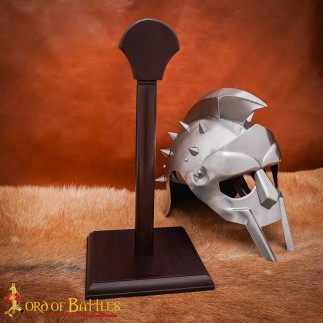 Présentoir pour casques vikings et médiévaux – Présentoir en bois massif, finition vernis foncé