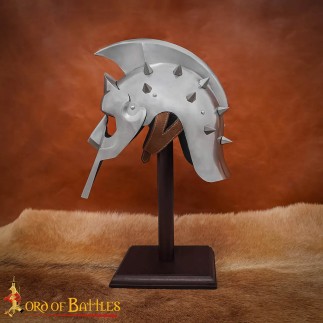Présentoir pour casques vikings et médiévaux – Présentoir en bois massif, finition vernis foncé