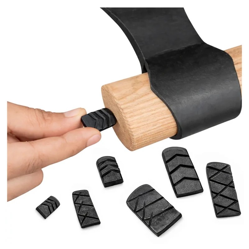 Jeu de 6 coins de hache en fer forgé à la main, texturés, pour l'ajustement des haches Jeu de 6 coins de hache en fer forgé à la main, texturés, pour l'ajustement des haches
