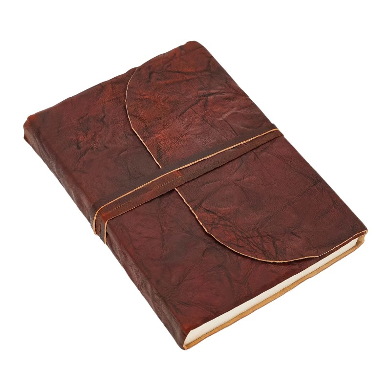 Carnet médiéval rustique en cuir – 17,5 x 12,5 cm – Journal artisanal avec fermeture à noued