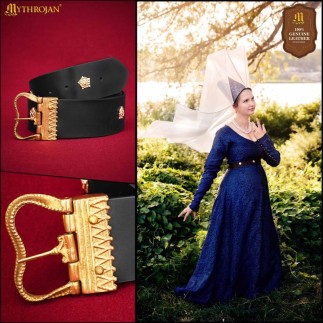 Ceinture médiévale bourguignonne en cuir du XVe siècle