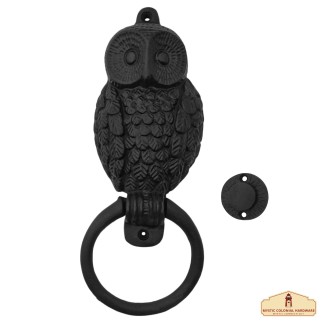 Heurtoir de porte hibou rustique en fonte :