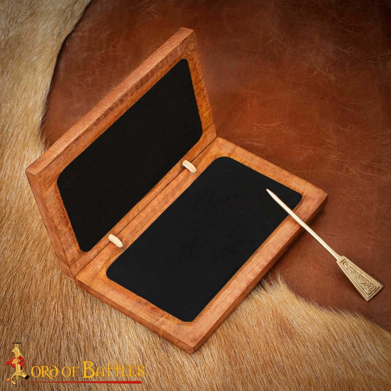 Tablette de cire romaine avec stylet en laiton pur, accessoire fonctionnel en bois