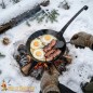 Poêle de camping médiévale en fer forgé à la main, poêle de cuisine rustique pour l'extérieur Poêle de camping médiévale en fer forgé à la main, poêle de cuisine rustique pour l'extérieur
