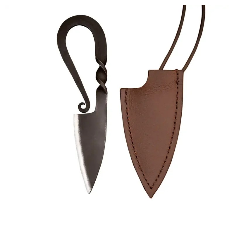 Couteau viking en fer forgé à la main avec étui en cuir véritable Couteau viking en fer forgé à la main avec étui en cuir véritable