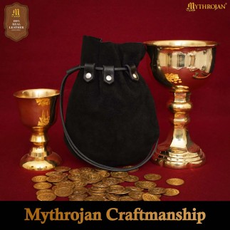 Bourse médiévale à cordon en cuir suédé – Sac pour pièces et accessoires style Renaissance