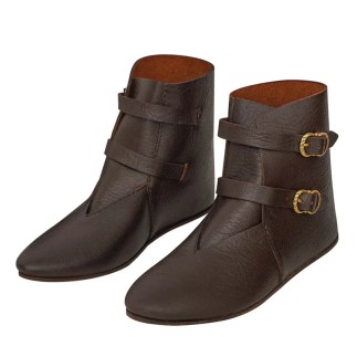 Bottines médiévales – Chaussures en cuir fabriquées à la main avec fermetures à boucles en laiton
