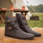 Bottines médiévales – Chaussures en cuir fabriquées à la main avec fermetures à boucles en laiton