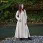 Sous-robe médiévale en coton et lin à encolure ronde – Robe naturelle à manches longues