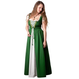 Ensemble médiéval irlandais composé d'une robe de dessus et d'une chemise brodée