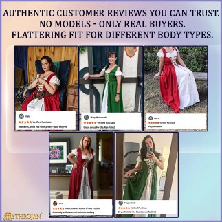 Ensemble médiéval irlandais composé d'une robe de dessus et d'une chemise brodée