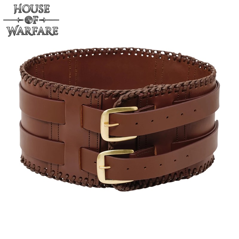 Ceinture de barbare en cuir véritable, marron