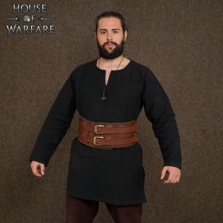 Ceinture de barbare en cuir véritable, marron