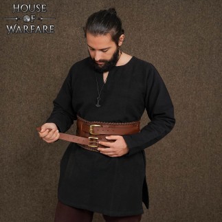 Ceinture de barbare en cuir véritable, marron