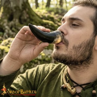 Ensemble de 3 cornes à boire viking – Gobelets en corne de bœuf naturelle de 60ml/80ml