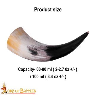 Ensemble de 3 cornes à boire viking – Gobelets en corne de bœuf naturelle de 60ml/80ml