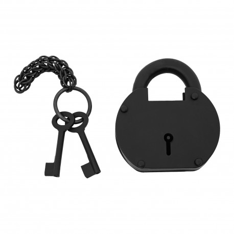 Cadenas de pirate en fer forgé à la main avec clés jumelées fonctionnelles Cadenas de pirate en fer forgé à la main avec clés jumelées fonctionnelles