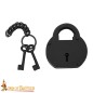 Cadenas de pirate en fer forgé à la main avec clés jumelées fonctionnelles Cadenas de pirate en fer forgé à la main avec clés jumelées fonctionnelles