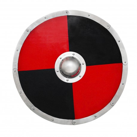 Bouclier médiéval classique anglo-saxon fonctionnel noir et rouge Bouclier médiéval classique anglo-saxon fonctionnel noir et rouge