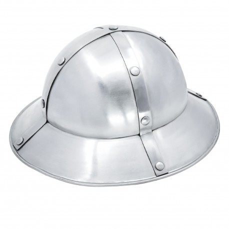 13th-14th Century Kettle Hat Infantry Helmet with Leather Liner 16 gauge