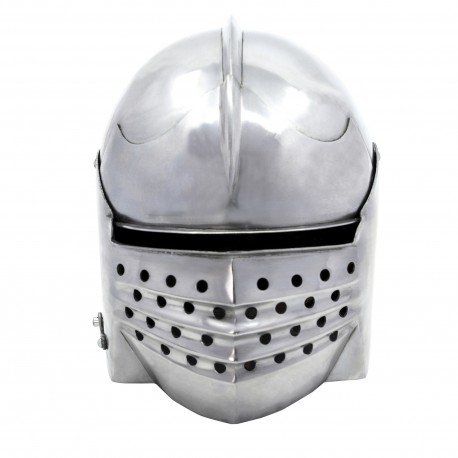 Casque italien médiéval à soufflet avec doublure rembourrée