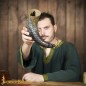 Corne de bœuf viking à boire avec motifs gravés. Véritable corne de bœuf fabriquée à la main.