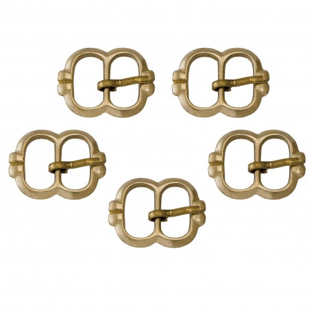 Late Medieval Small Pure Brass Belt Buckle Functional Set of 5