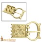 Boucle de ceinture en laiton massif pur à motif floral de la fin du Moyen Âge