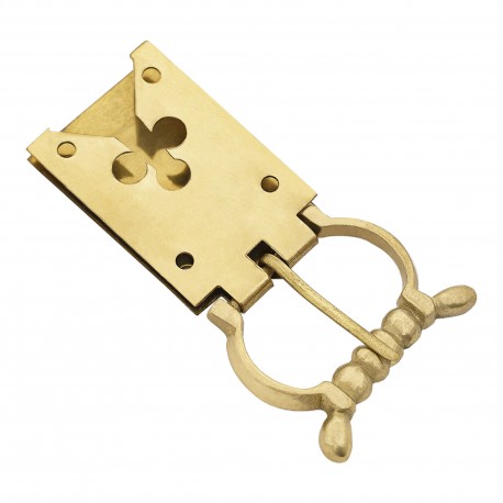 Boucle en laiton massif à trèfle médiéval du XIVe siècle, accessoire en cuir