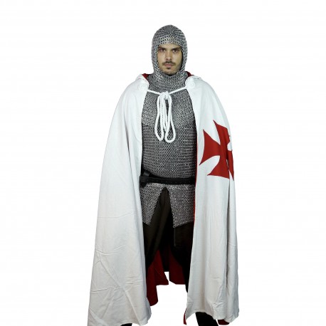 Medieval Crusader Hooded Canvas Cotton Cape