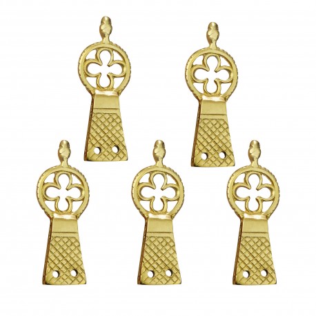 Quatrefoil Pure Solid Brass Belt End Chape Set of 5