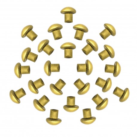 Pure Brass Small Mushroom Head Rivets Set of 25