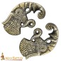 Paire de montures de corbeaux en laiton antique, accessoire en cuir et pour vêtements