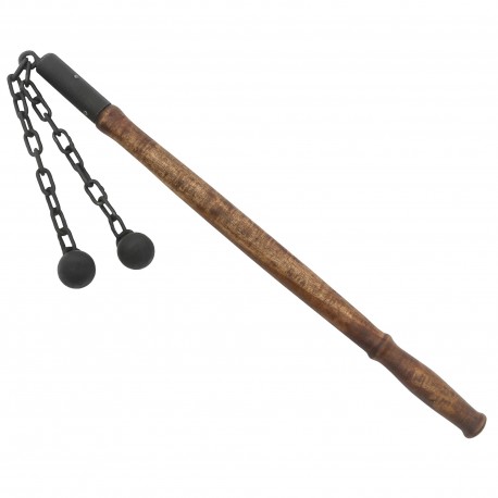 Fléau de combat à double boulets et chaîne de la fin du Moyen Âge pour les reconstitutions
